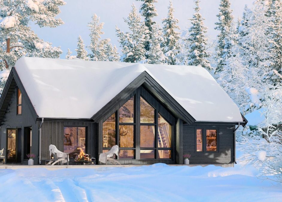 Hyttemodellen Nysetra (3D-illustrasjon)